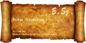 Bohn Szabina névjegykártya